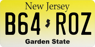 NJ license plate B64ROZ