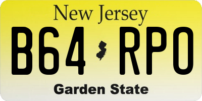 NJ license plate B64RPO