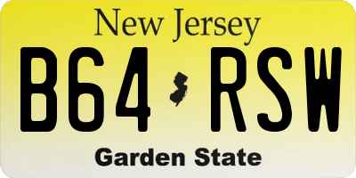 NJ license plate B64RSW