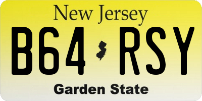 NJ license plate B64RSY