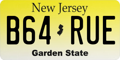 NJ license plate B64RUE