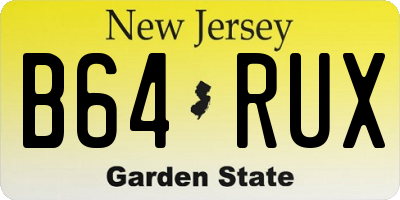 NJ license plate B64RUX