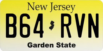 NJ license plate B64RVN