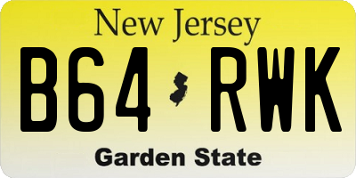 NJ license plate B64RWK