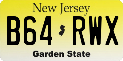 NJ license plate B64RWX
