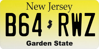 NJ license plate B64RWZ