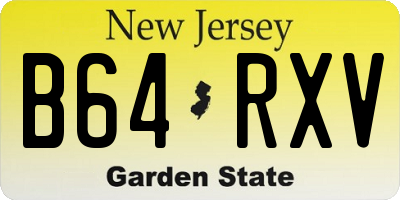 NJ license plate B64RXV