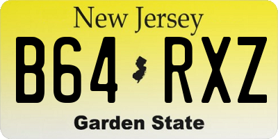 NJ license plate B64RXZ