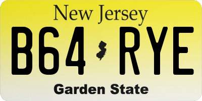 NJ license plate B64RYE