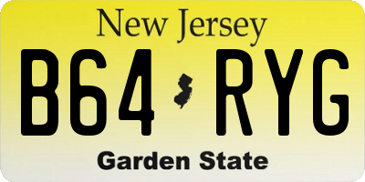 NJ license plate B64RYG