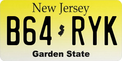 NJ license plate B64RYK