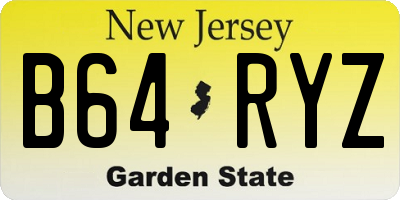 NJ license plate B64RYZ