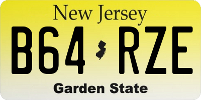 NJ license plate B64RZE