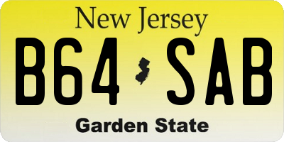 NJ license plate B64SAB