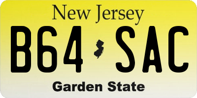 NJ license plate B64SAC