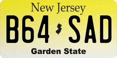 NJ license plate B64SAD