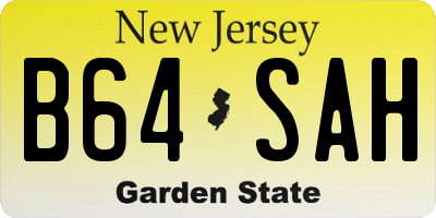 NJ license plate B64SAH