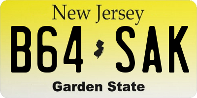 NJ license plate B64SAK