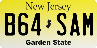 NJ license plate B64SAM