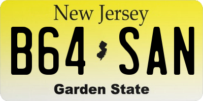 NJ license plate B64SAN