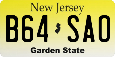 NJ license plate B64SAO