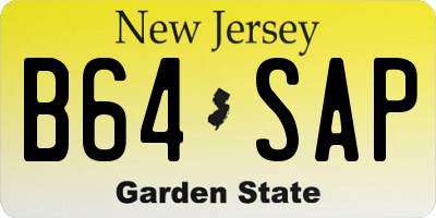 NJ license plate B64SAP