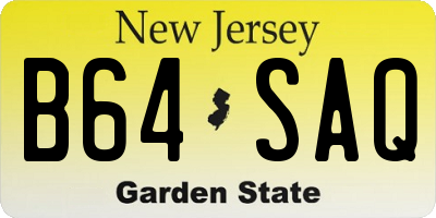 NJ license plate B64SAQ