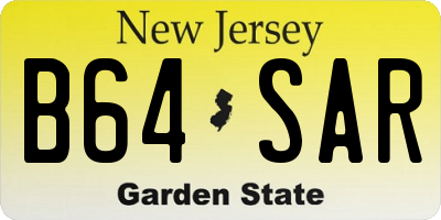 NJ license plate B64SAR