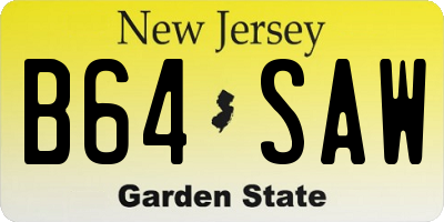 NJ license plate B64SAW