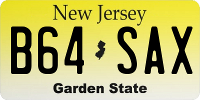 NJ license plate B64SAX