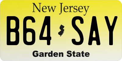 NJ license plate B64SAY