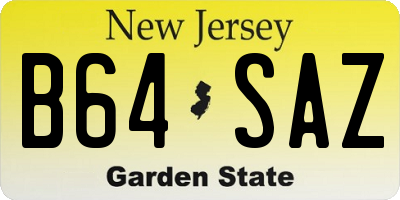 NJ license plate B64SAZ