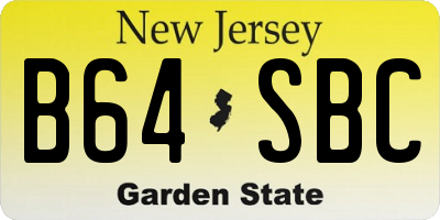 NJ license plate B64SBC