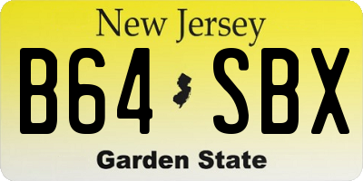 NJ license plate B64SBX