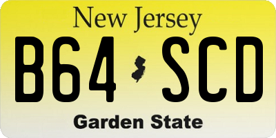NJ license plate B64SCD