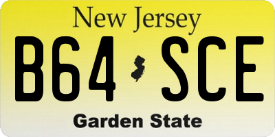 NJ license plate B64SCE