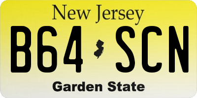 NJ license plate B64SCN