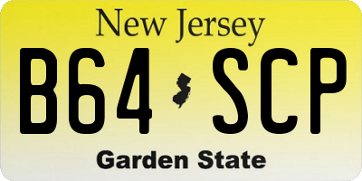 NJ license plate B64SCP