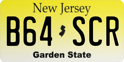 NJ license plate B64SCR