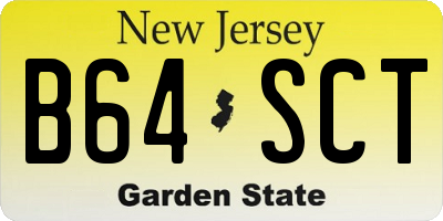 NJ license plate B64SCT