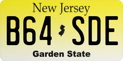 NJ license plate B64SDE