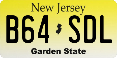 NJ license plate B64SDL