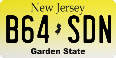 NJ license plate B64SDN