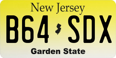 NJ license plate B64SDX
