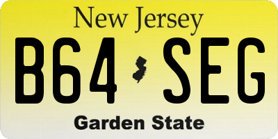 NJ license plate B64SEG