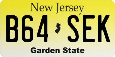 NJ license plate B64SEK
