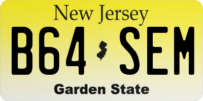 NJ license plate B64SEM