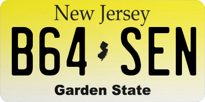 NJ license plate B64SEN