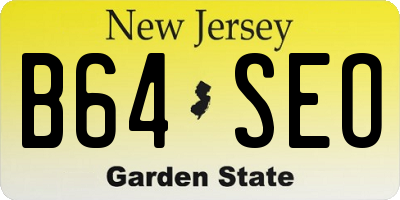 NJ license plate B64SEO