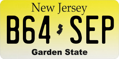 NJ license plate B64SEP
